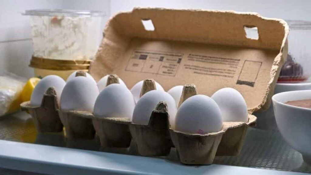 Neither in the carton nor outside the fridge this is where eggs should be stored